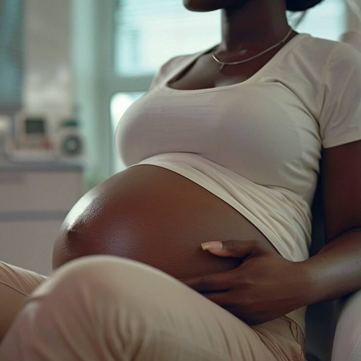 Pregnant patient receiving pelvic floor physiotherapy
